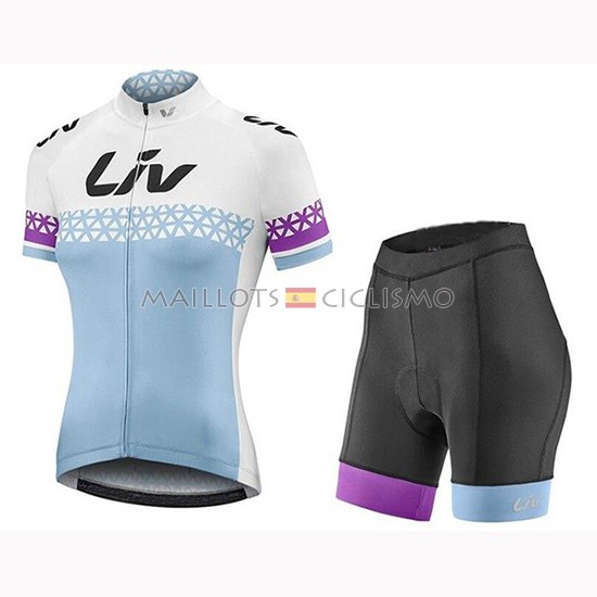 2019 Maillot Mujer Liv Tirantes Mangas Cortas Blanco Azul